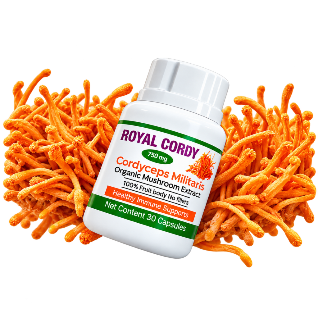 Royal Cordy Keeda Jadi capsules with Cordyceps Militaris fruiting bodies